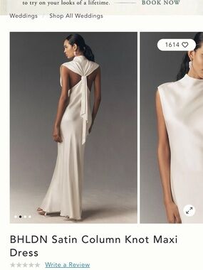 Satin Column Knot Maxi Dress in Ivory by Anthropologie…stunning dress!